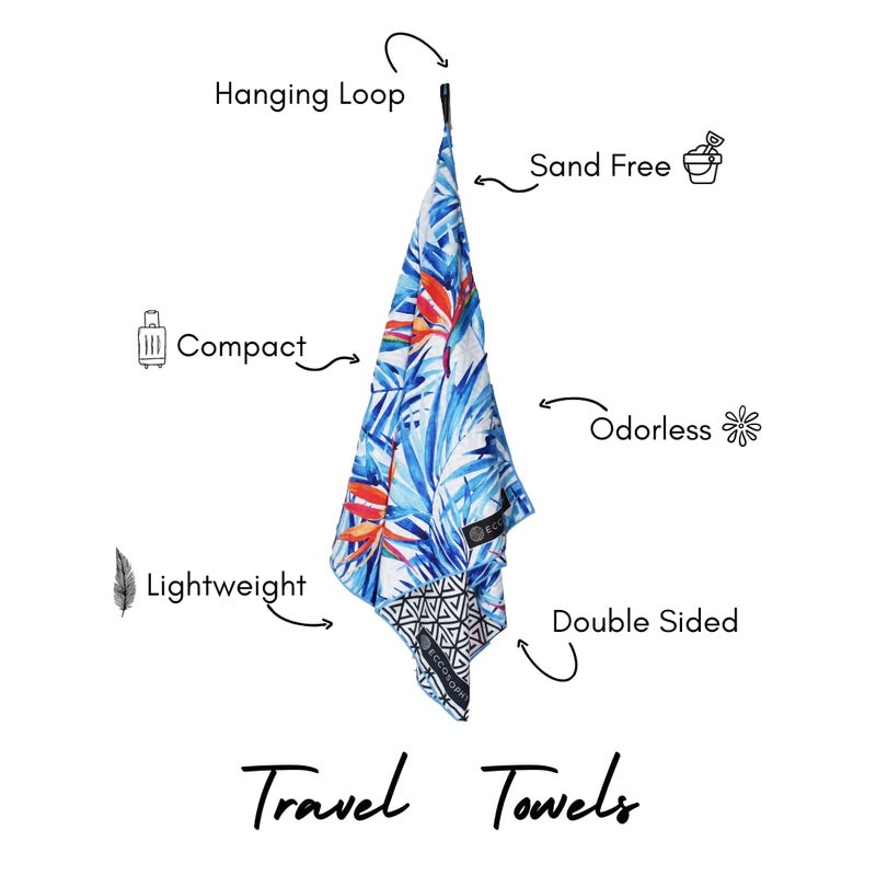 ECCOSOPHY Microfiber Beach Towel -Sand Free Towels are Quick Dry, Light Weight, Super Absorbent-Perfect Pool, Travel, Cruise, Camping Essentials - Oversized Extra Large for Adults (Tahiti) - Image 2